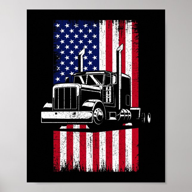 Poster Camionneur américain Drapeau Trucker (Devant)