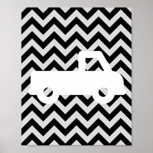 Poster Camions, canards et seaux, Chevron Nursery Wall Ar