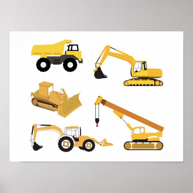 Poster Camions de construction (Devant)