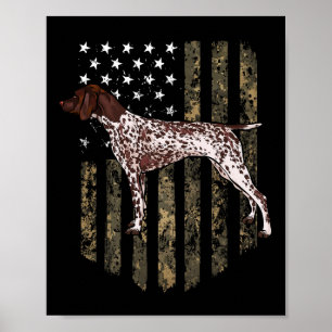 Poster Camo American Flag German Shorthred Pointer 4th