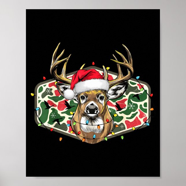 Poster Camo Christmas Santa Deer Hunting Season Holiday O (Devant)
