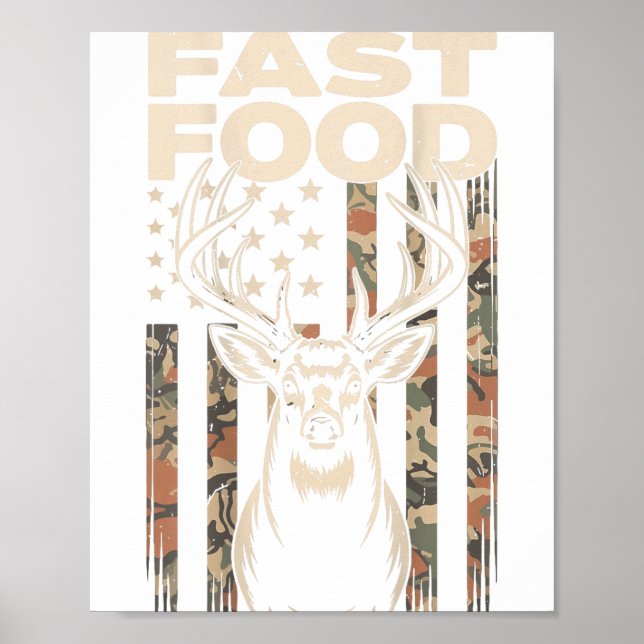 Poster Camo Deer Hunting Fast Food Gag Hunter Gift Funny  (Devant)