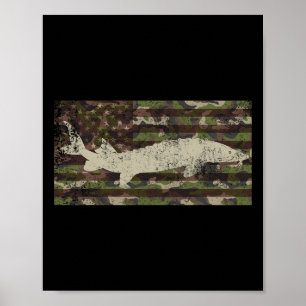 Poster Camo patriotique Drapeau américain pêche à l'estur