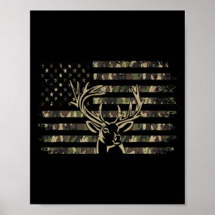 Poster Camo Usa Drapeau Cerf Elk Buck Camoflage Chasse Ch