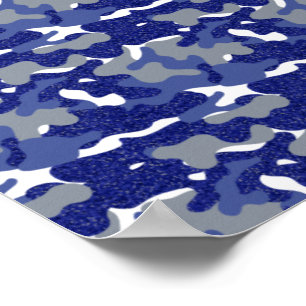 Poster Camouflage Bleu Clair Paillettes Camo Armée Soldat