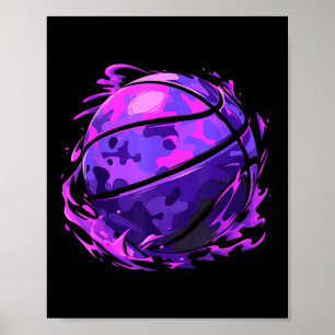Poster Camouflage de basket-ball violet pour hommes femme