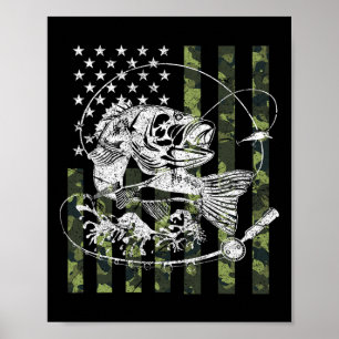 Poster Camouflage Drapeau Américain Cadeaux De Pêche Pour