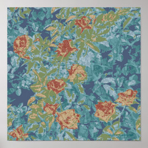 Poster Camouflage et fleurs