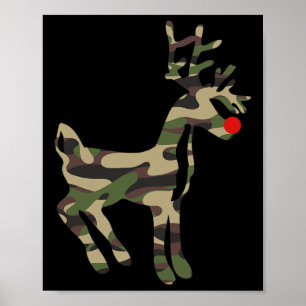 Poster Camouflage Reindeer Red Nez - Noël H
