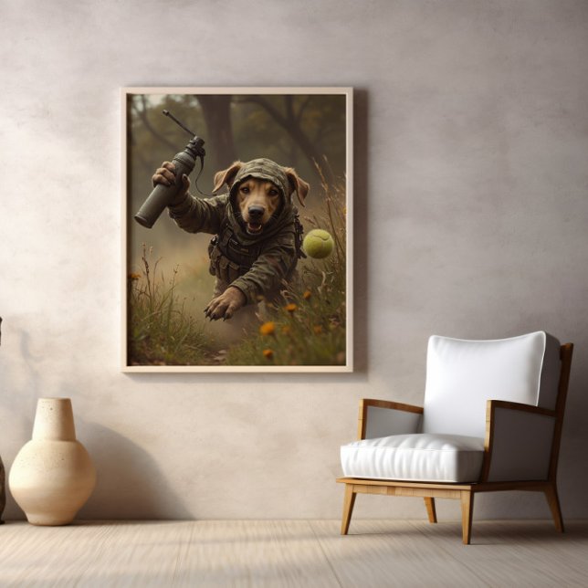 Poster Camouflage, Tennis Ball, And Tactical Paws (Créateur téléchargé)