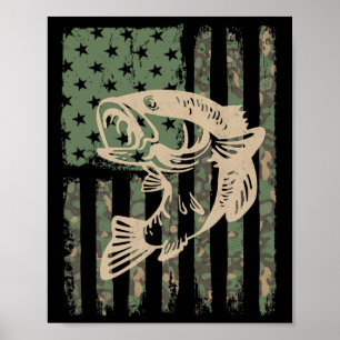 Poster Camouflage Usa Drapeau Grosse Bouche B Pêche 1