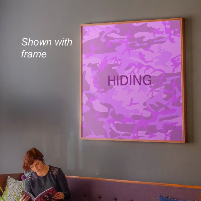 Poster Camouflage Violet Clair Citant une Phrase Cachée (Light Purple Camouflage Hiding Quote Poster)