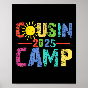 Poster Camp Cousin 2025 Camping Campfire Vacances d'été