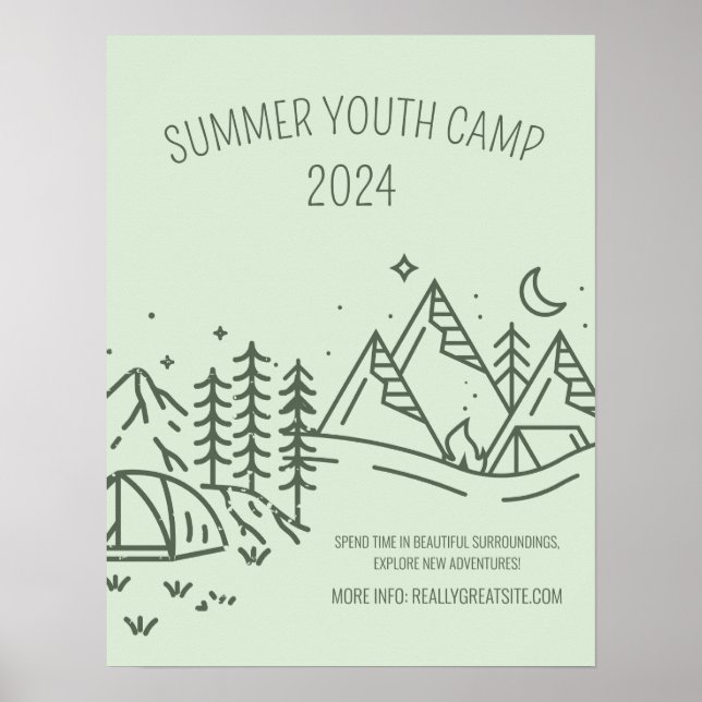 Poster Camp de loisirs d'été, Camp d'été pour les jeunes (Devant)