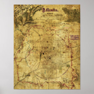 Poster Campagne d'Atlanta - carte panoramique 2 de guerre