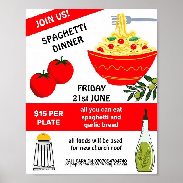 Poster Campagne de collecte de fonds pour le spaghetti (Devant)