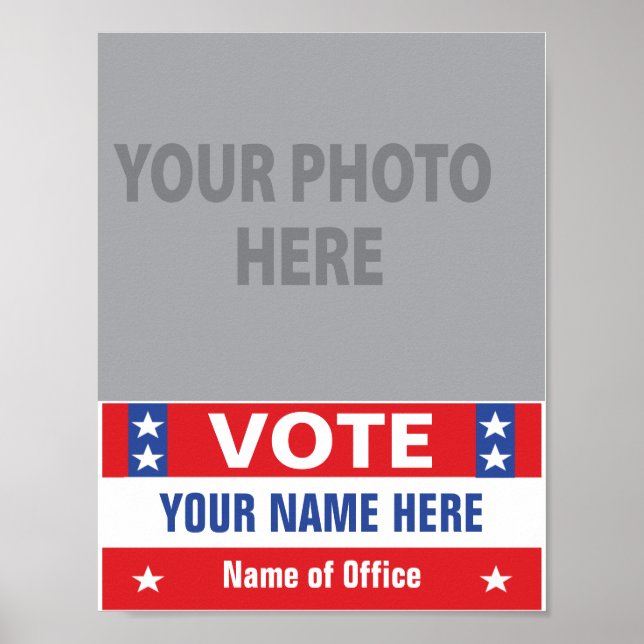 Poster Campagne électorale rouge blanc bleu étoiles (Devant)