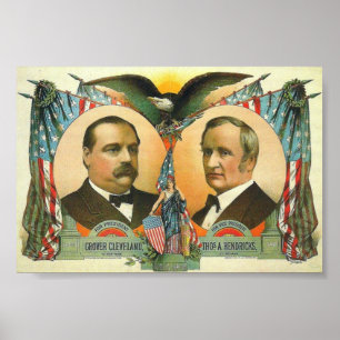 Poster Campagne présidentielle de Cleveland et Hendricks