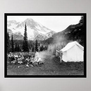 Poster Campant dans l'Indien Henry, le mont Rainier, WA