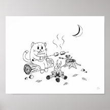 Campfire Cat & Mouse Art Imprimer 100318