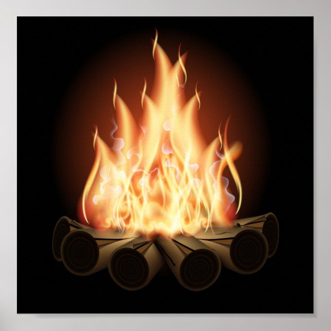 POSTER CAMPFIRE VECTOR LOGO FLAMES CHAUDES ARRIÈRE - PLAN (Devant)