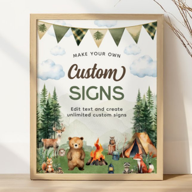 Poster Camping Anniversaire Fête Signes personnalisés (Camping Birthday Party Custom Signs
)