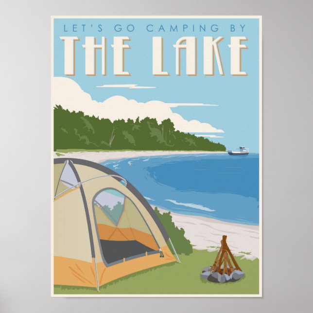 Poster Camping au bord du lac (Devant)