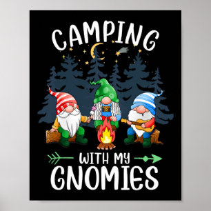 Poster Camping avec mes gnomes drôle de camp de gnomes fe
