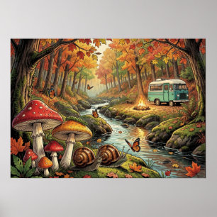 Poster Camping Caractère Rétro Cosy Cottagecore