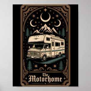 Poster Camping caravane camping-car la caravane lune mont