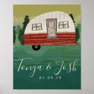 Poster Camping Caravane Vintage Mariage Enterrement de Vi