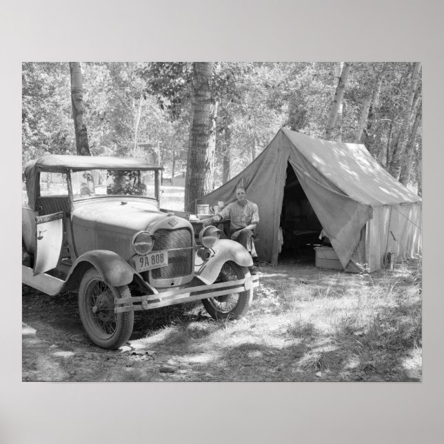Poster Camping dans la vallée de Yakima, 1936. Photo vint (Devant)