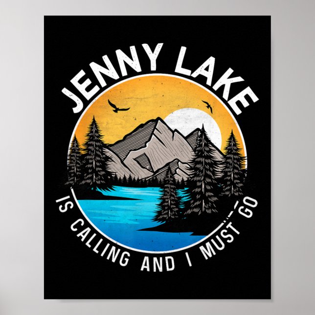 Poster Camping de pêche - Lakeview Jenny Lake (Devant)