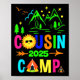 Poster Camping familial Vacances été Équipe Cousin Camp 2