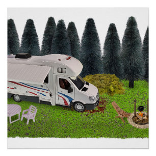 Poster Camping RV dans le Camping Forêt