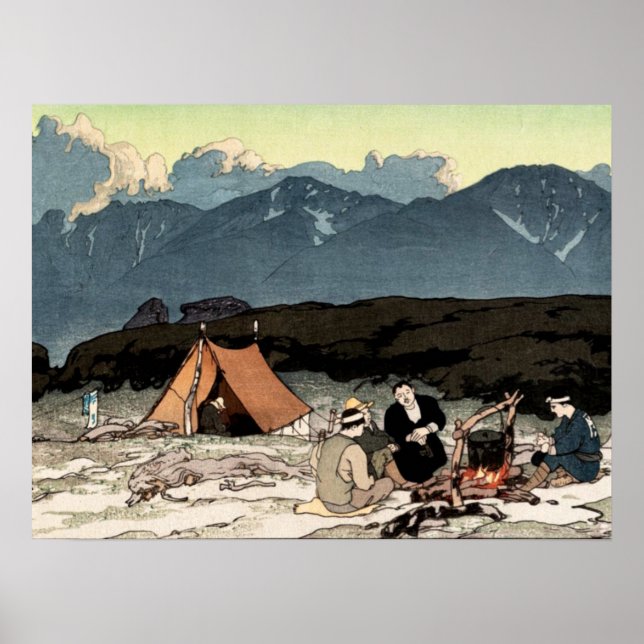 Poster Camping Sud du Japon Alpes Yoshida Hiroshi 1928 (Devant)