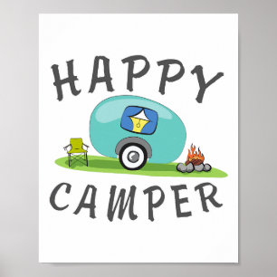 Poster Camping - Tee Camion Camping Bonheur