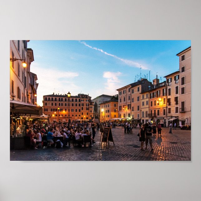 Poster Campo de Fiori au coucher du soleil, Rome, Italie, (Devant)