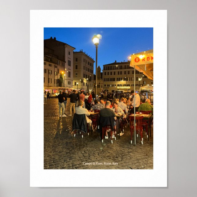 Poster Campo di Fiore, Rome, Italie Imprimer Photo Design (Devant)