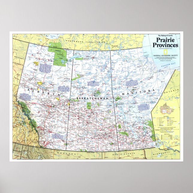 Poster " Canada : 1994 Provinces des Prairies 1/2 carte . (Devant)