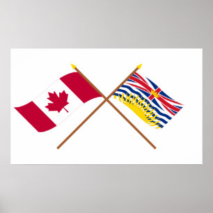 Poster Canada and British Columbia Crossed Flags
