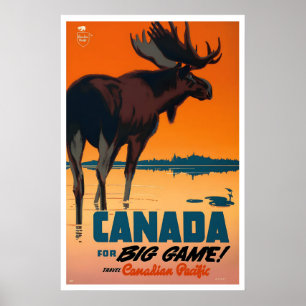 Poster Canada des années 1950 pour le Gros Gibier ! Chass