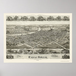 Poster Canal carte panoramique de Douvres, OH - 1899
