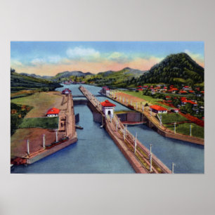 Poster Canal de Panama Pedro Miguel Locks