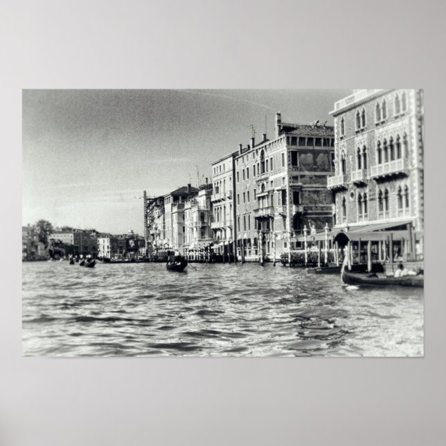 Poster Canal de Venise Italie Gondola Noir & Blanc (Devant)
