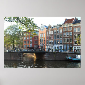 Poster Canal et pont d'Amsterdam