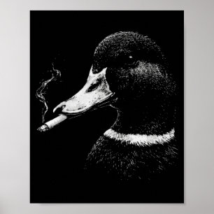 Poster Canard colvert de chasse de canard fumant drôle