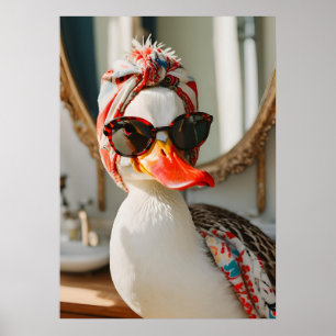 Poster Canard devant le cadeau miroir pour elle