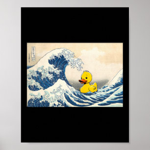 Poster Canard en caoutchouc Grande Vague Mignon Caneton C