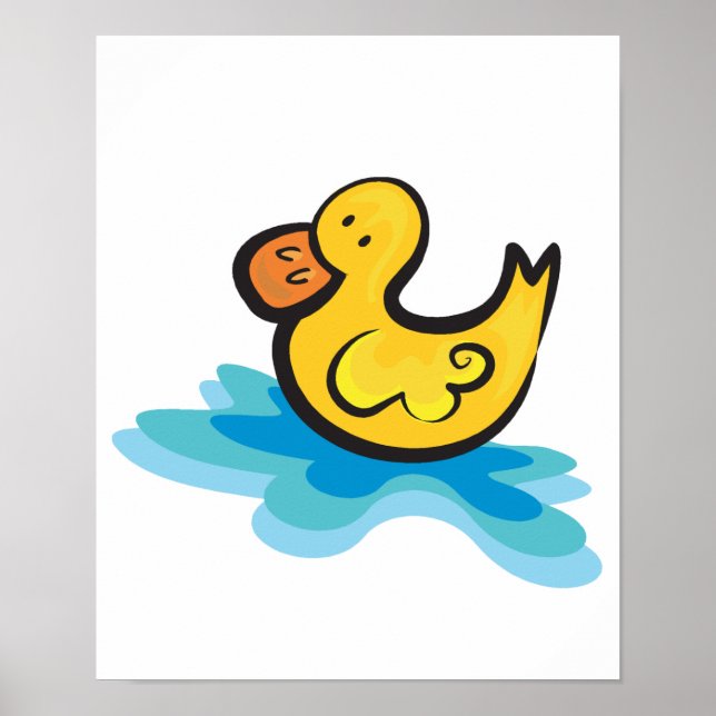 Poster canard en caoutchouc mignon dans la baignoire (Devant)